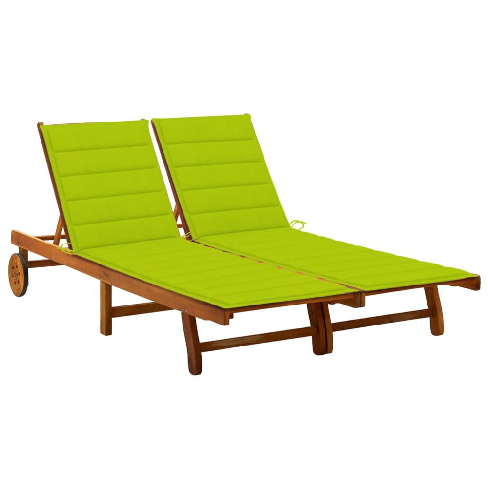 2-Person Patio Sun Lounger with Cushions Solid Acacia Wood. Picture 7