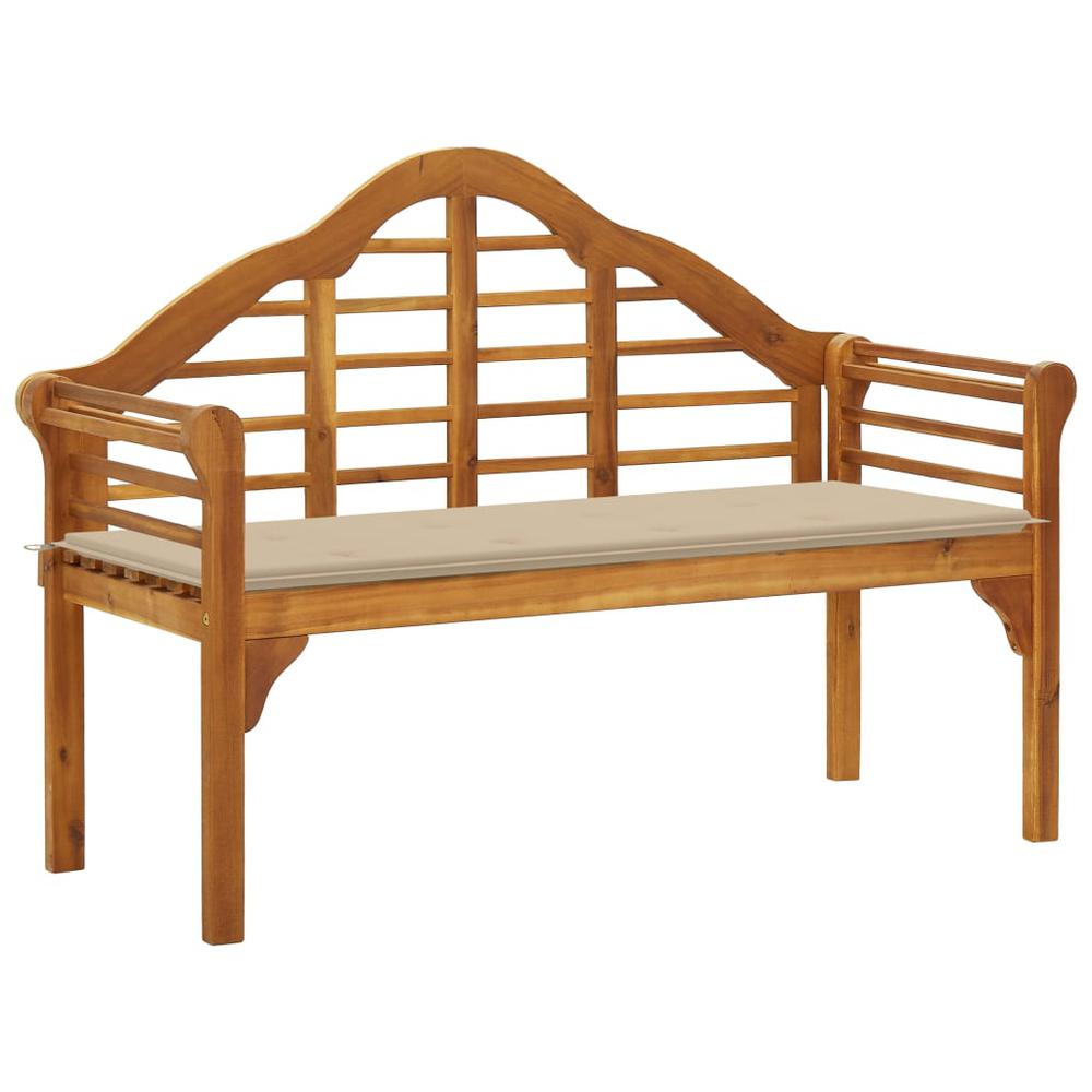 vidaXL Garden Queen Bench with Cushion 53.1" Solid Acacia Wood 1407. Picture 1