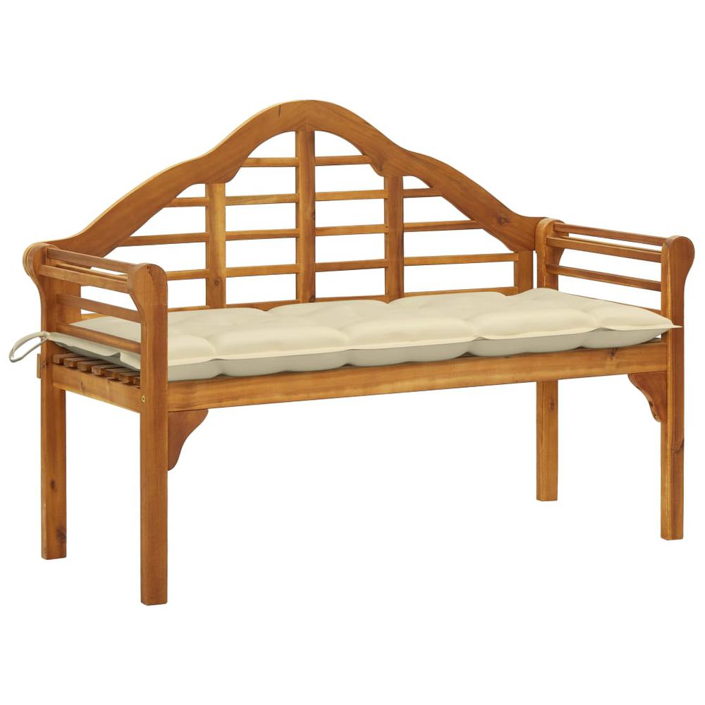 vidaXL Garden Queen Bench with Cushion 53.1" Solid Acacia Wood 1421. Picture 1
