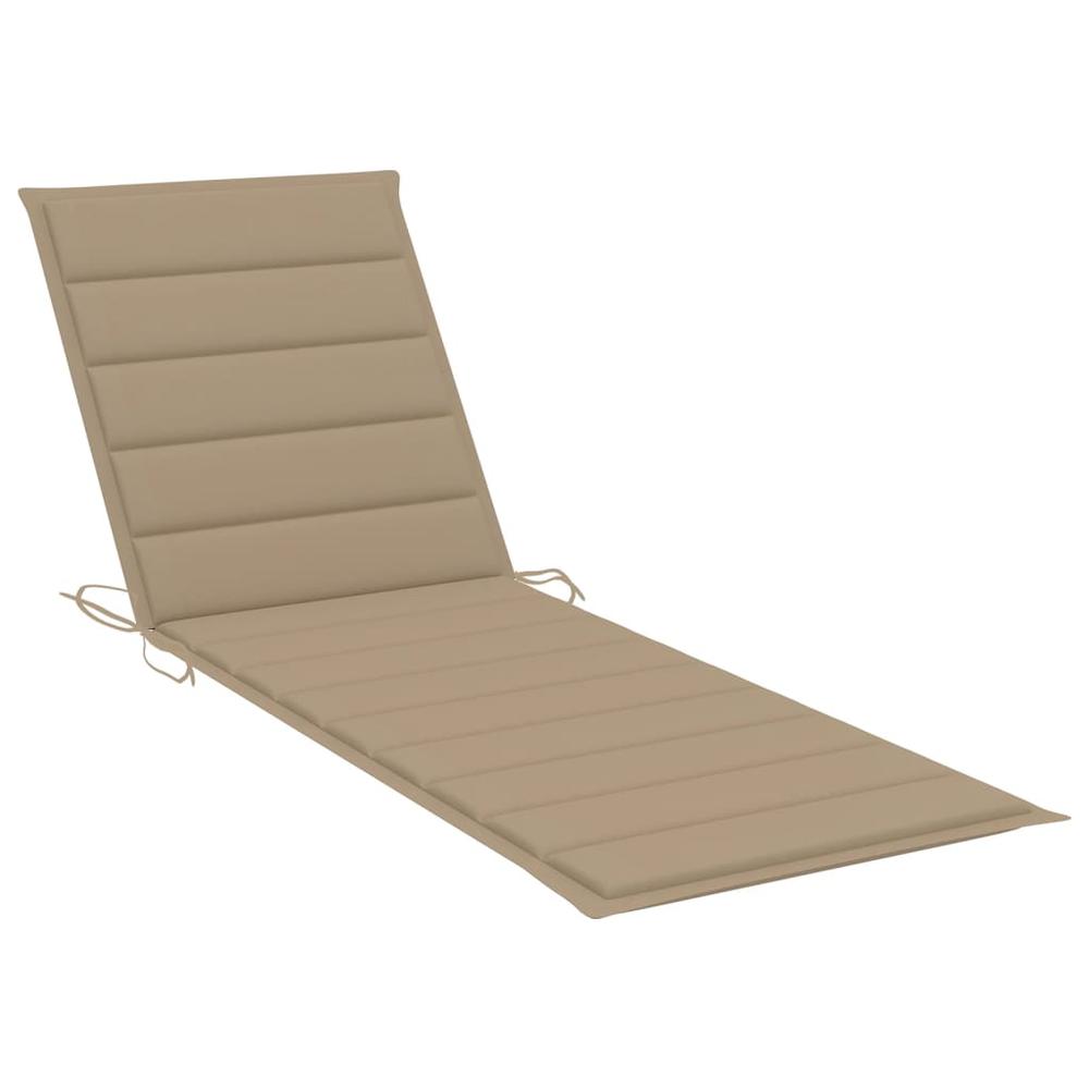 Sun Lounger with Cushion Solid Acacia Wood and Galvanized Steel. Picture 5