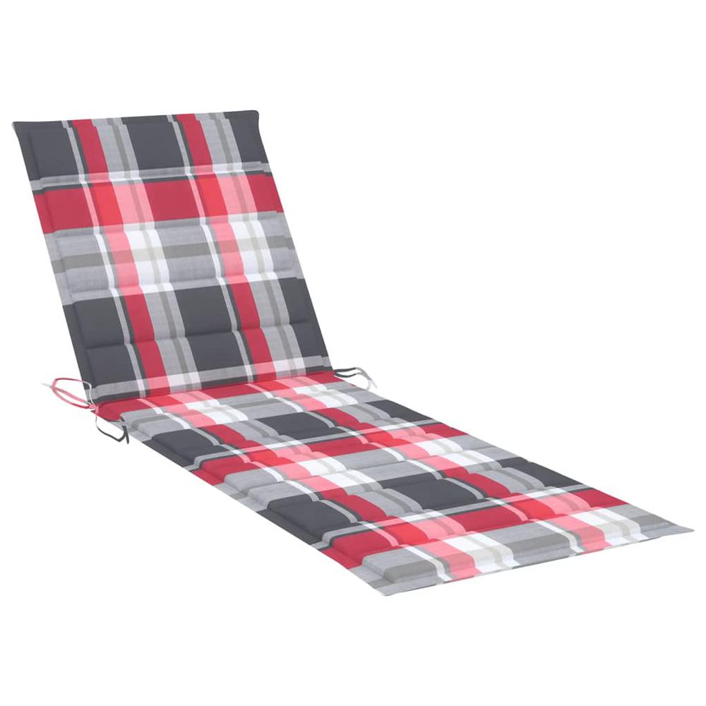 Sun Lounger with Cushion Solid Acacia Wood and Galvanized Steel. Picture 5