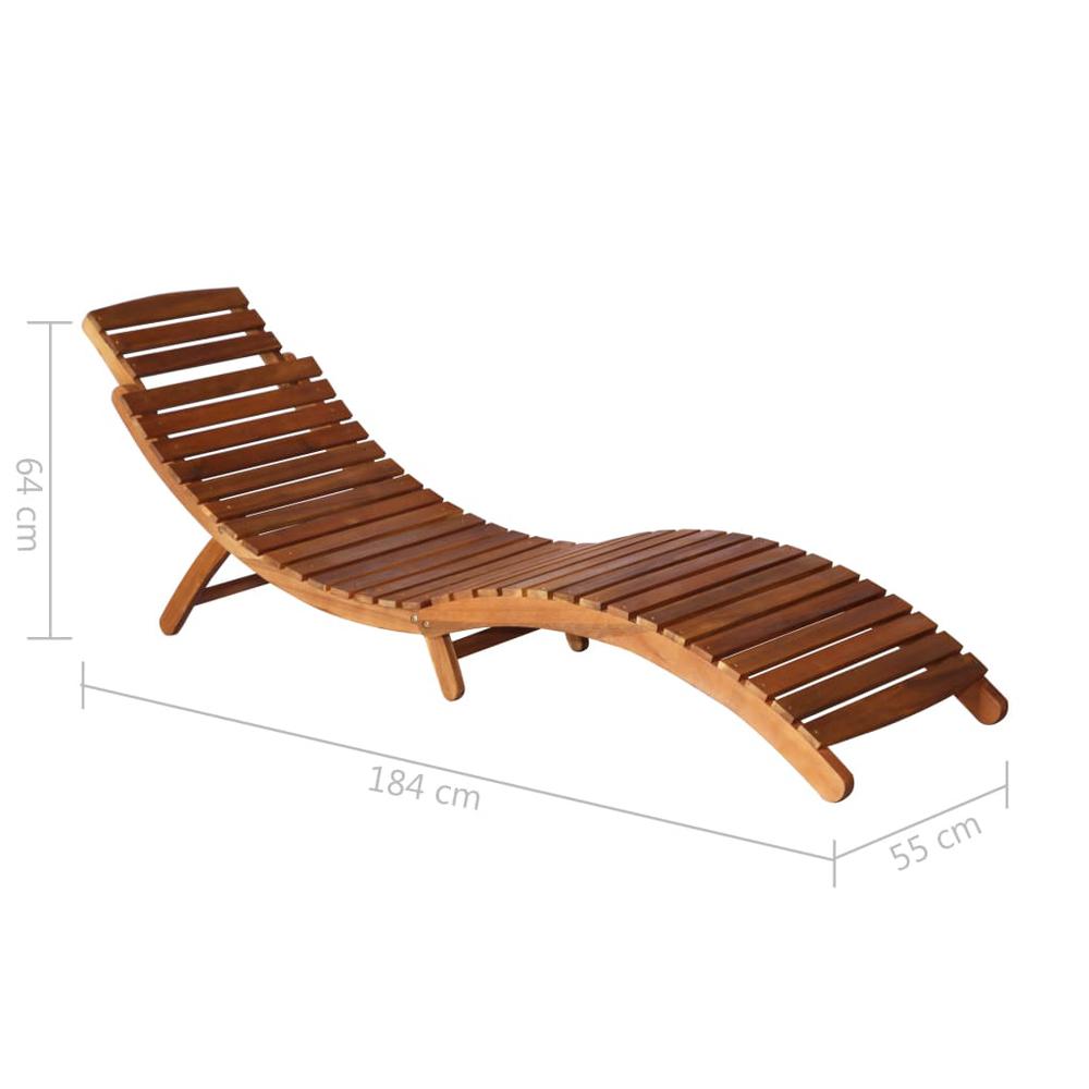 vidaXL Patio Sun Lounger with Table and Cushion Solid Acacia Wood, 3061588. Picture 7