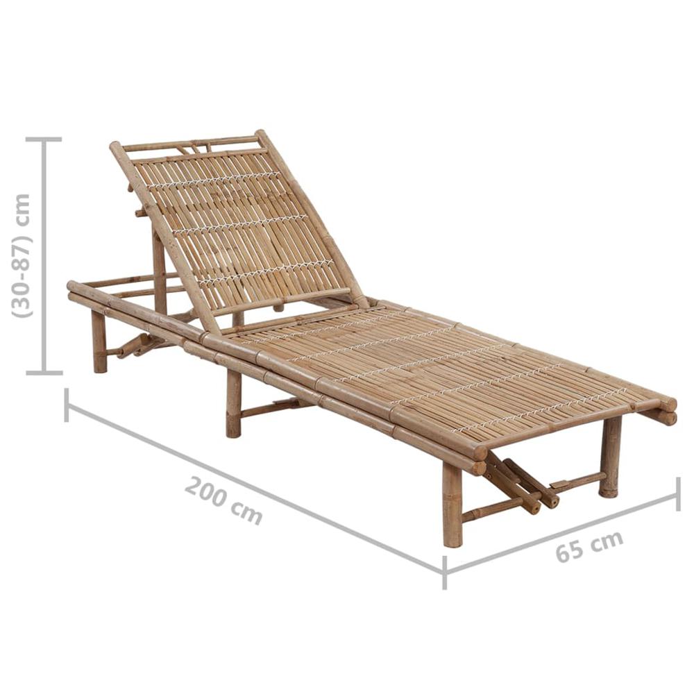 vidaXL Patio Sun Lounger with Cushion Bamboo, 3061632. Picture 6