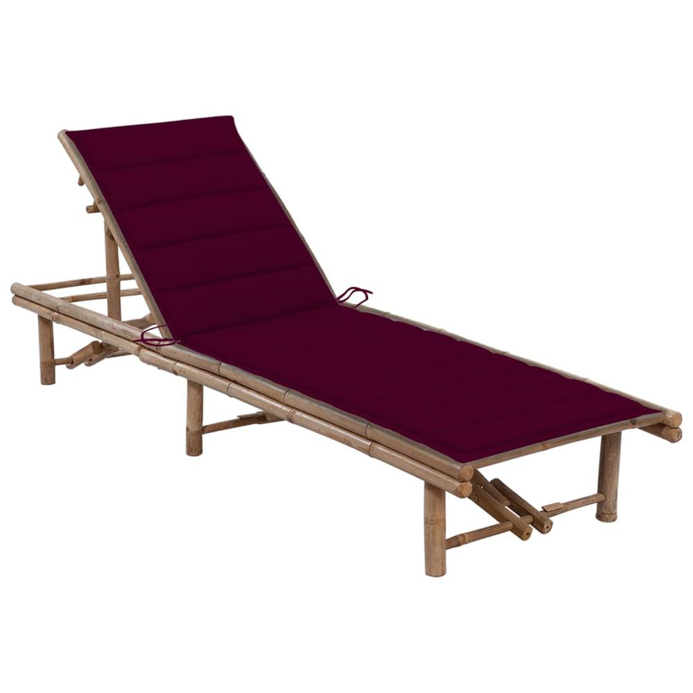 Patio Sun Lounger with Cushion Bamboo. Picture 6