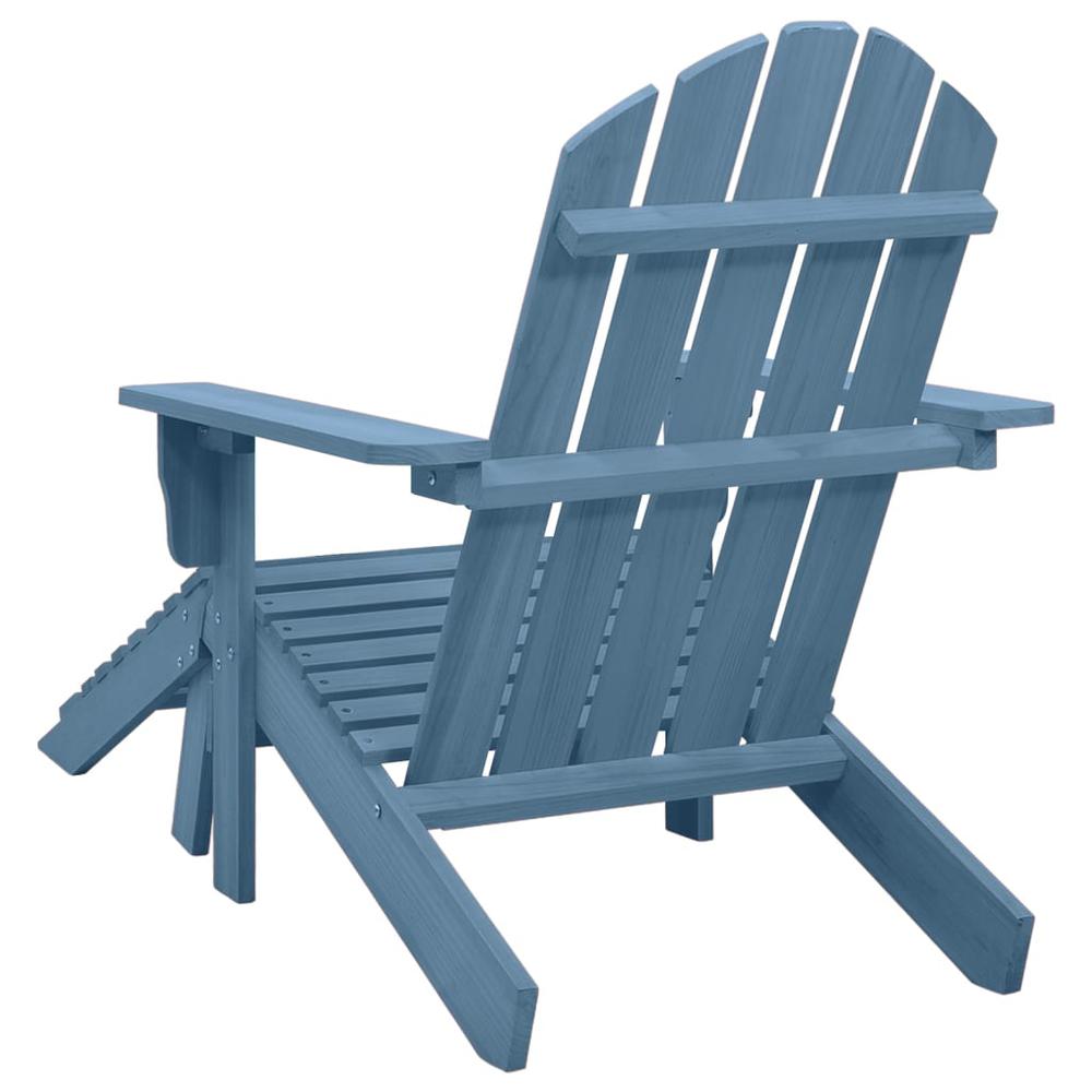 Patio Adirondack Chair with Ottoman Solid Fir Wood Blue. Picture 3