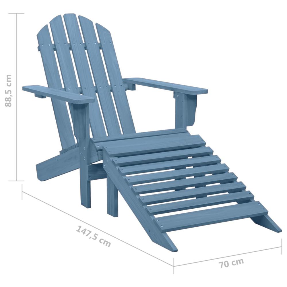 Patio Adirondack Chair with Ottoman Solid Fir Wood Blue. Picture 7