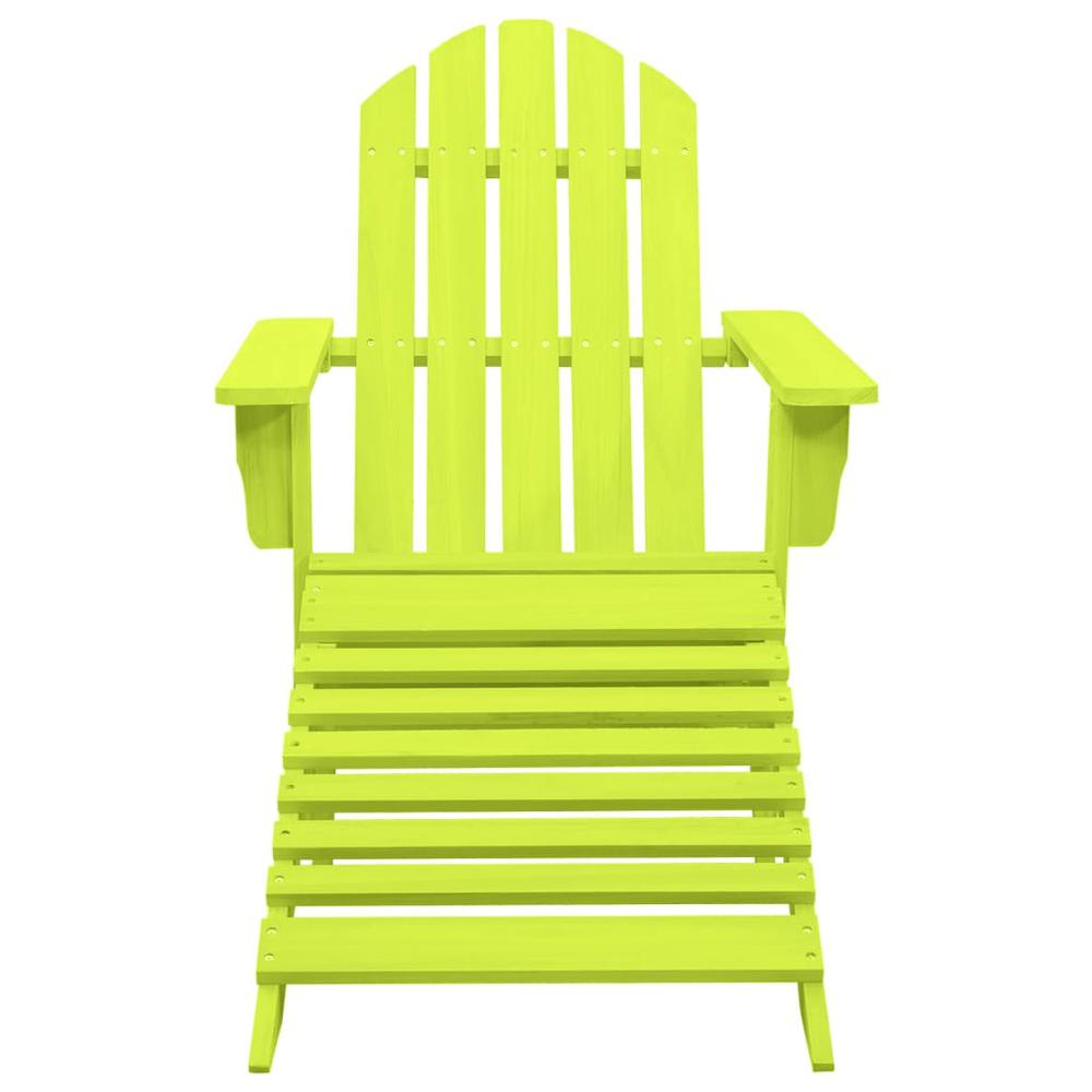 Patio Adirondack Chair with Ottoman Solid Fir Wood Green. Picture 1