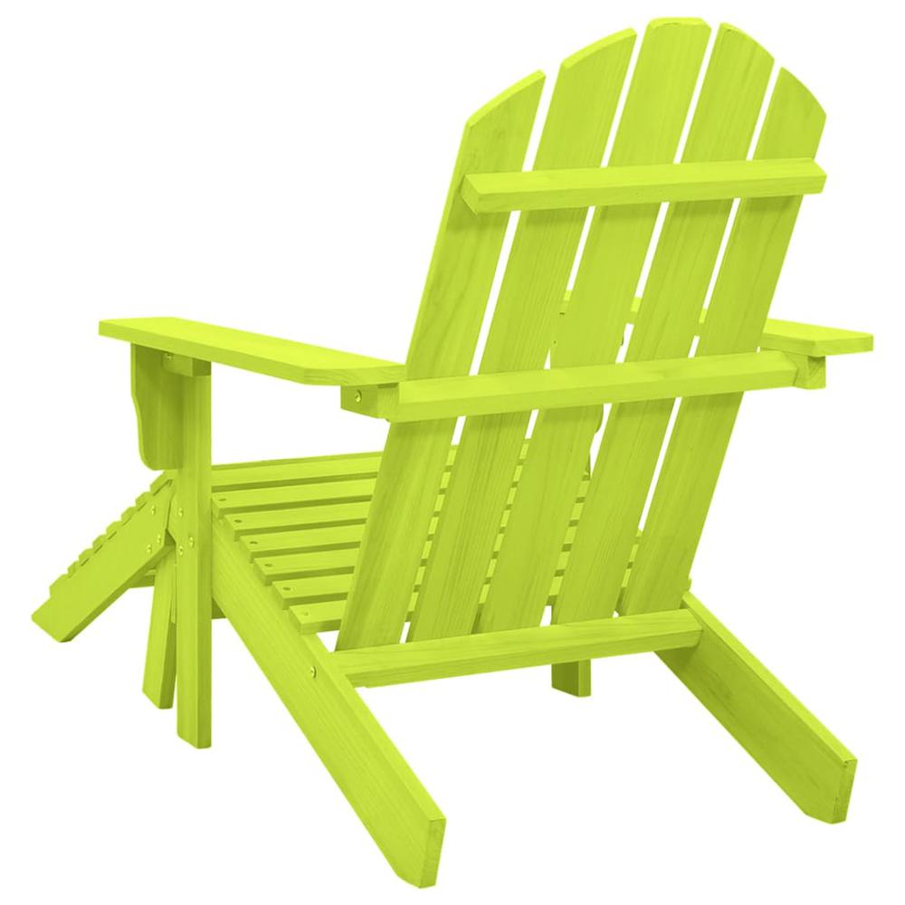 Patio Adirondack Chair with Ottoman Solid Fir Wood Green. Picture 3