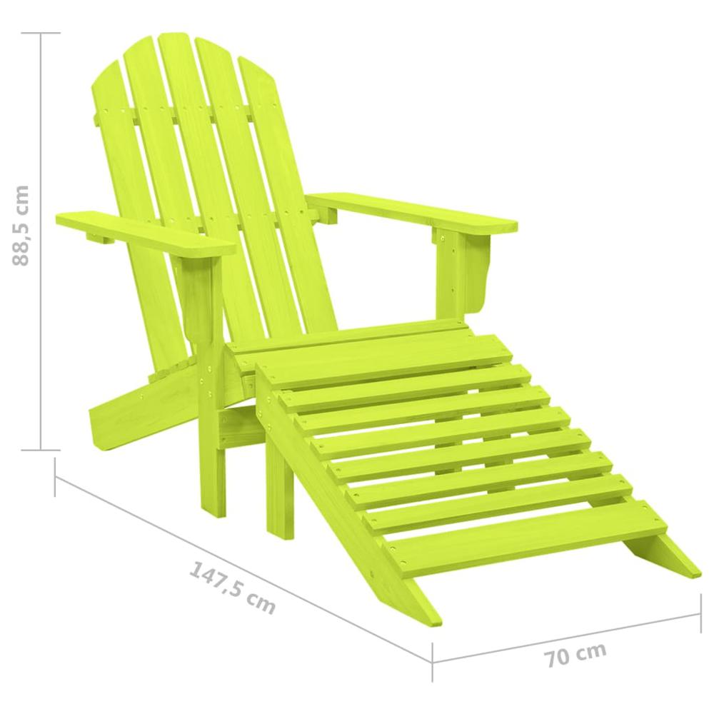 Patio Adirondack Chair with Ottoman Solid Fir Wood Green. Picture 7