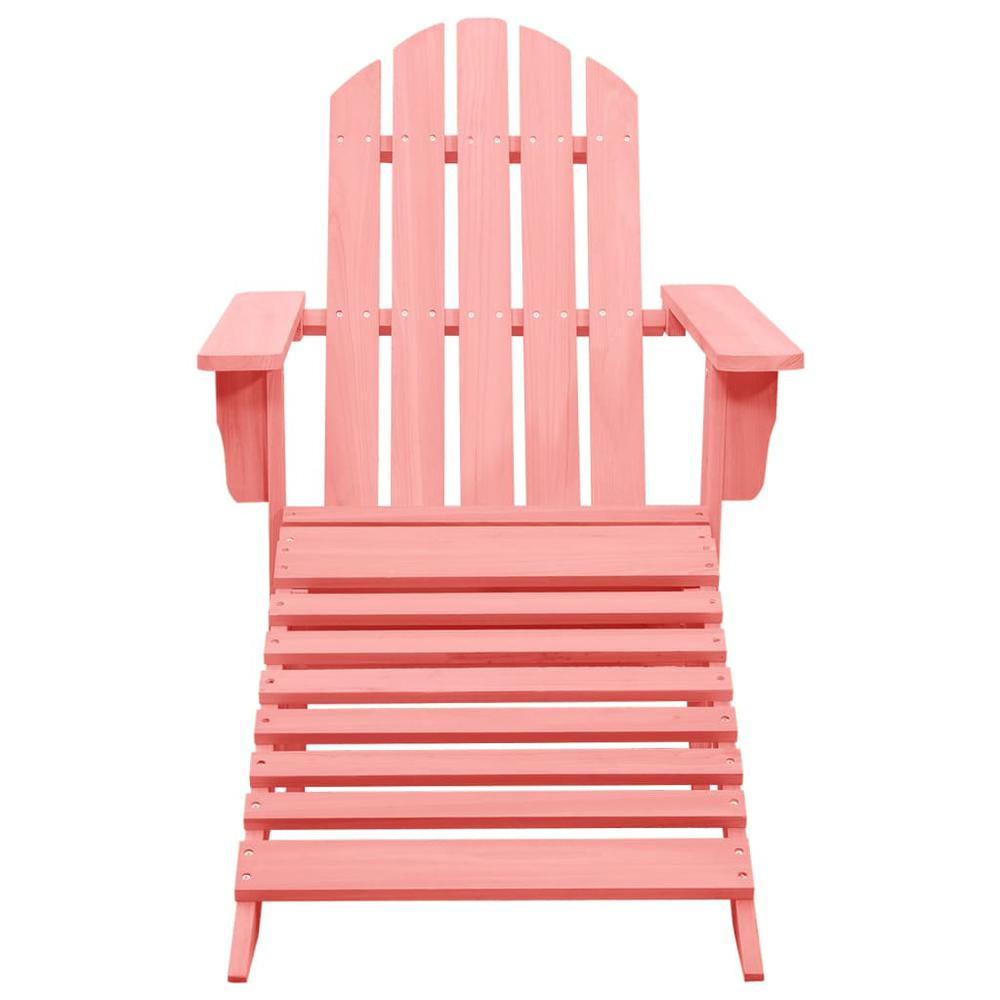 Patio Adirondack Chair with Ottoman Solid Fir Wood Pink. Picture 1
