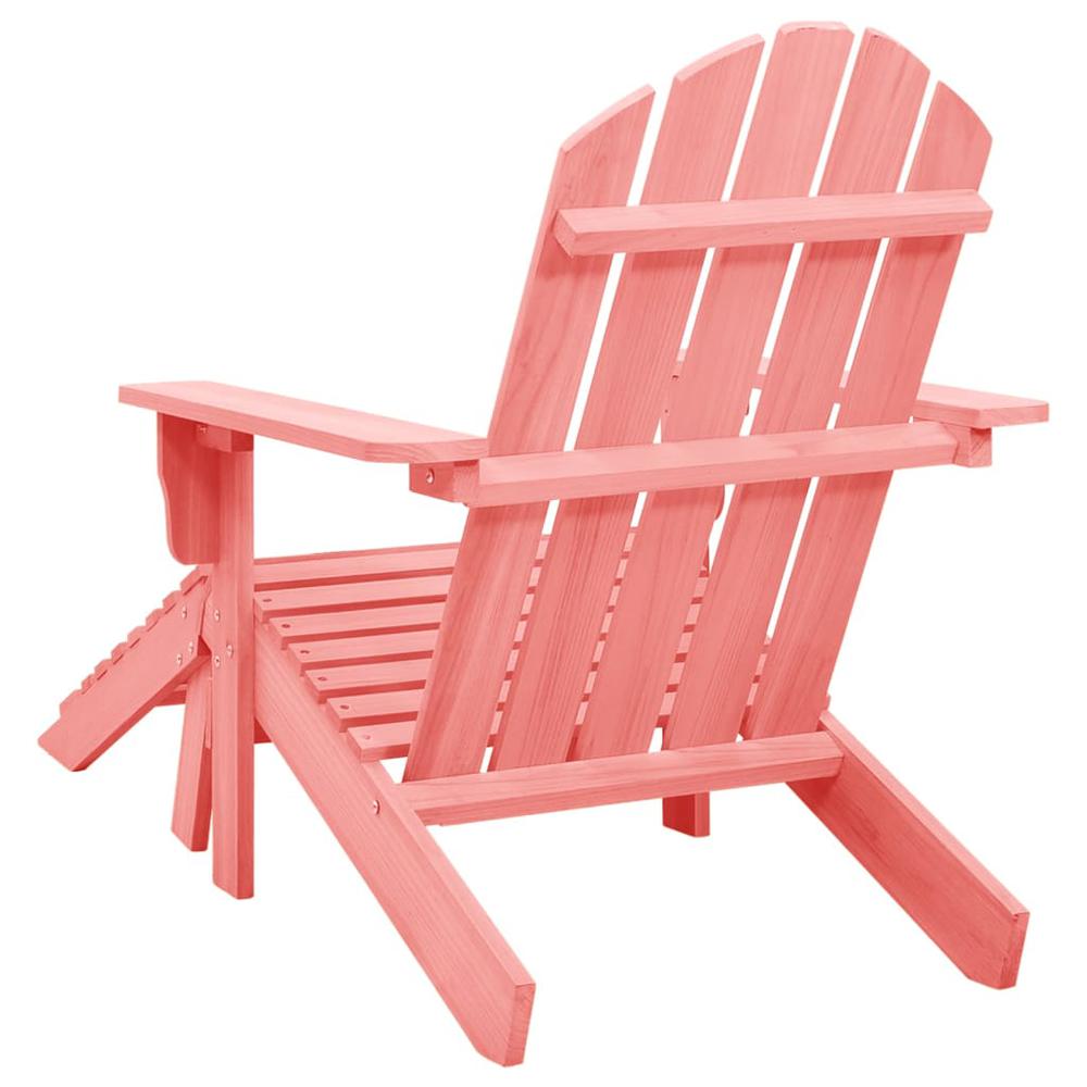Patio Adirondack Chair with Ottoman Solid Fir Wood Pink. Picture 3