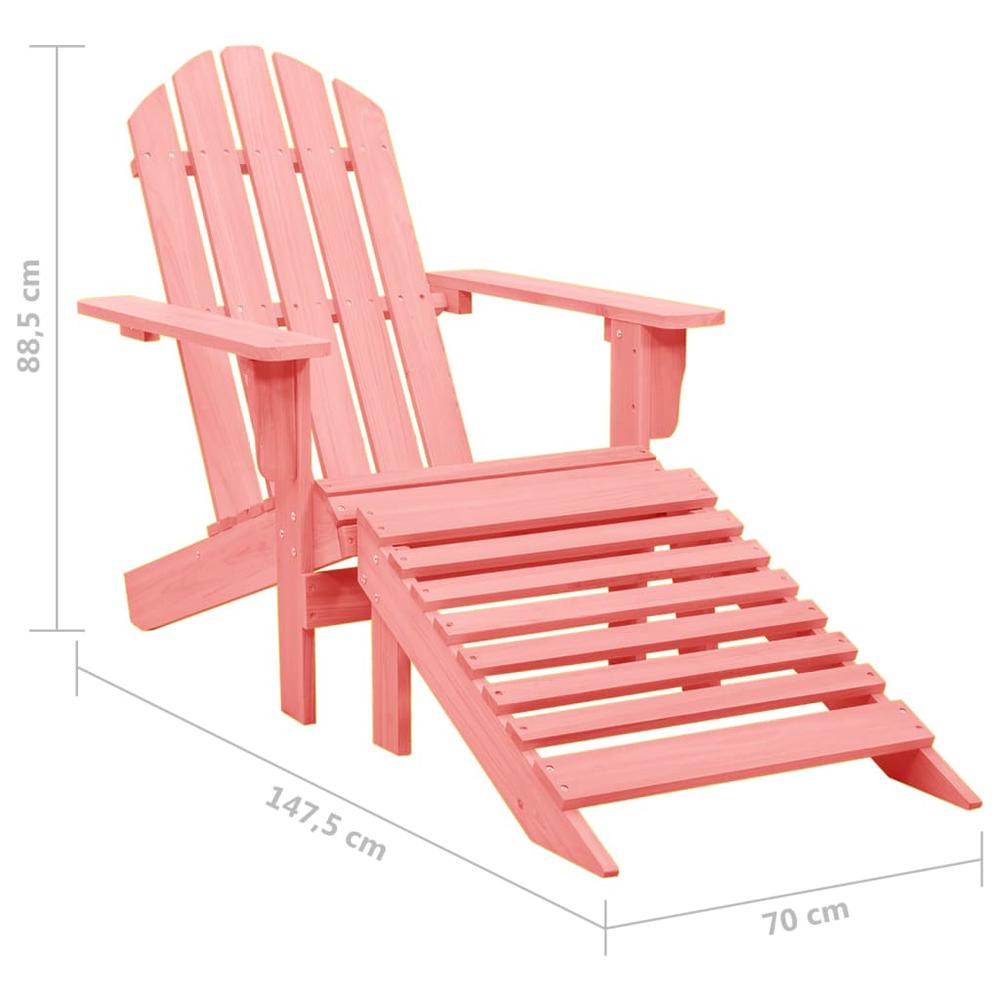 Patio Adirondack Chair with Ottoman Solid Fir Wood Pink. Picture 7