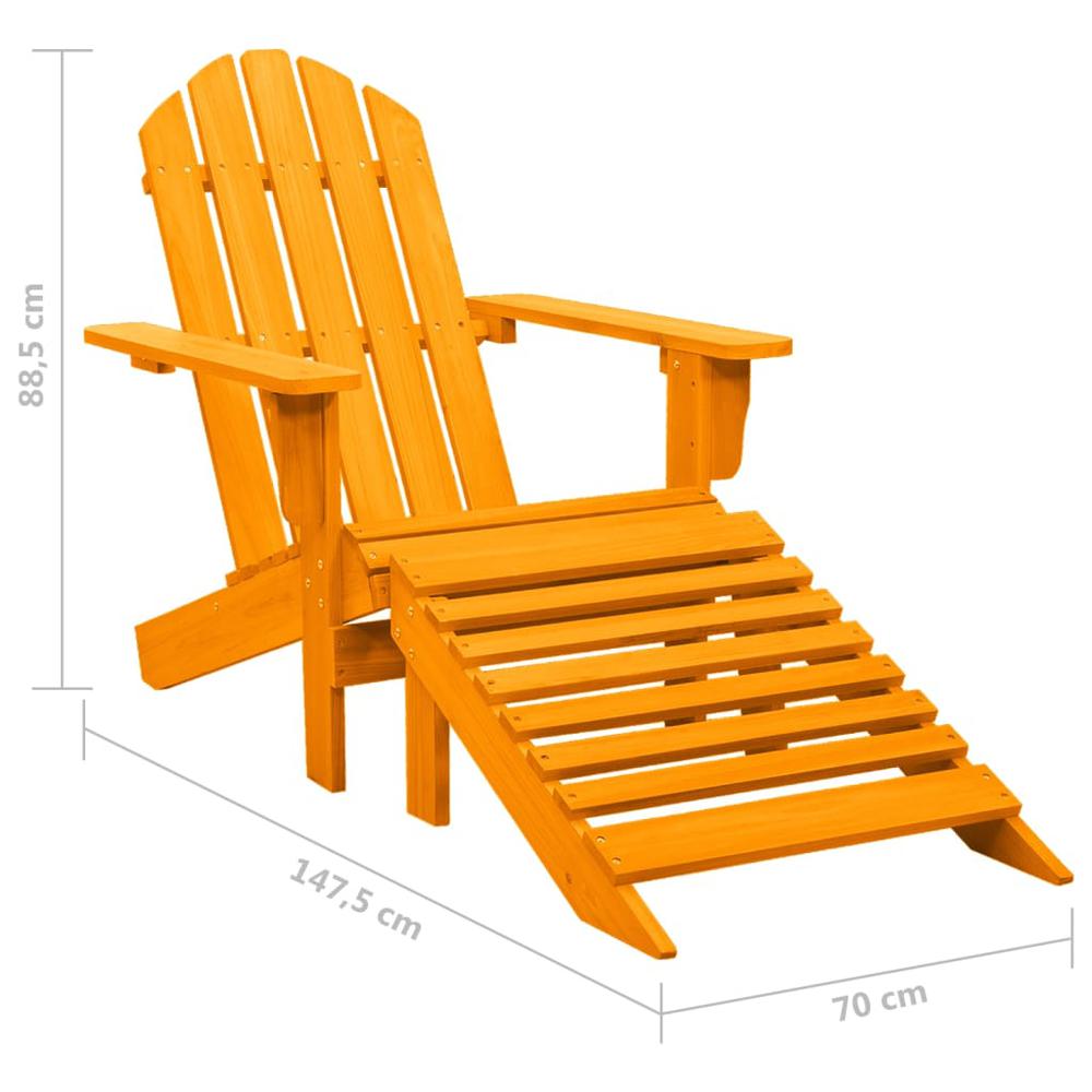 Patio Adirondack Chair with Ottoman Solid Fir Wood Orange. Picture 7