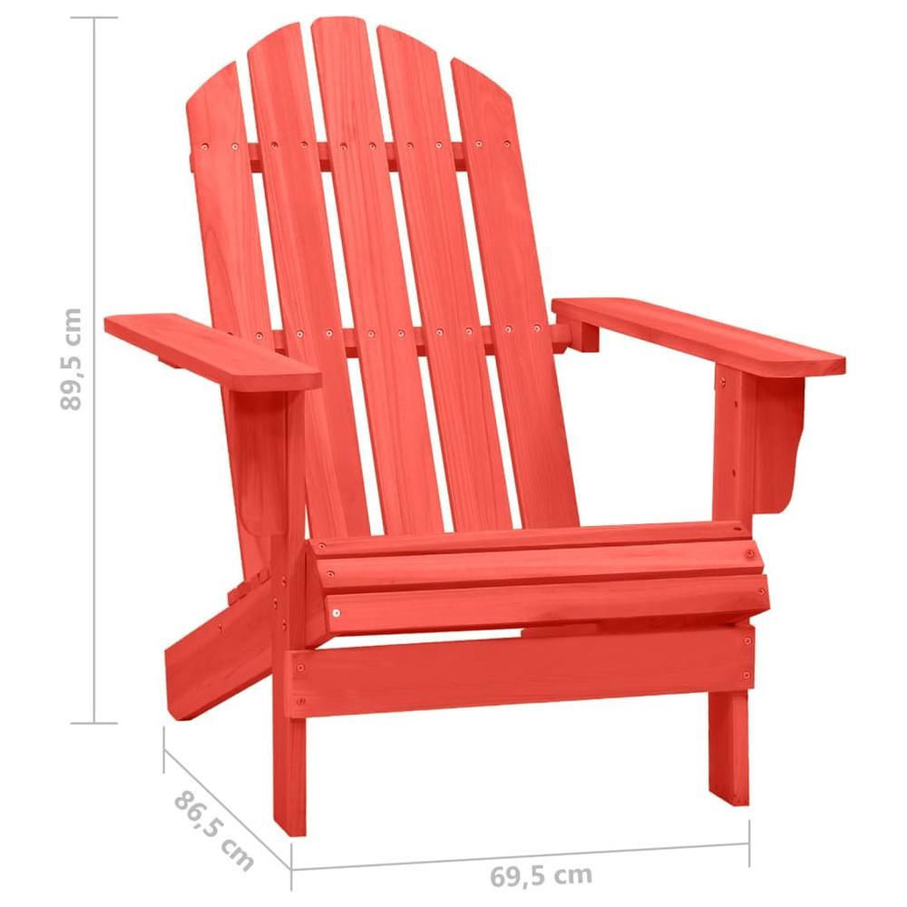 Patio Adirondack Chair Solid Fir Wood Red. Picture 5