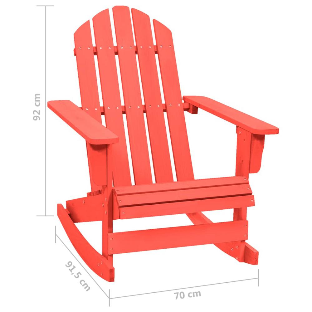 Patio Rocking Adirondack Chair Solid Fir Wood Red. Picture 5