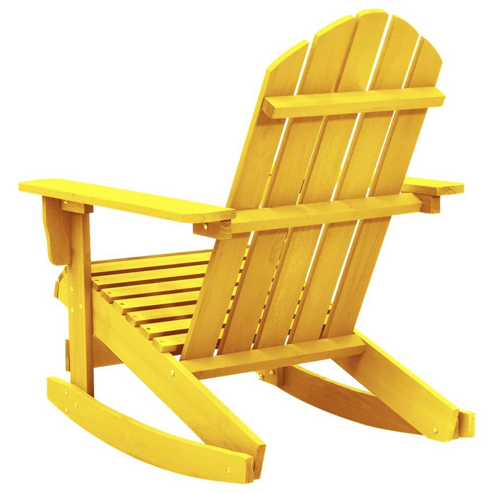 Patio Adirondack Rocking Chair Solid Fir Wood Yellow. Picture 3