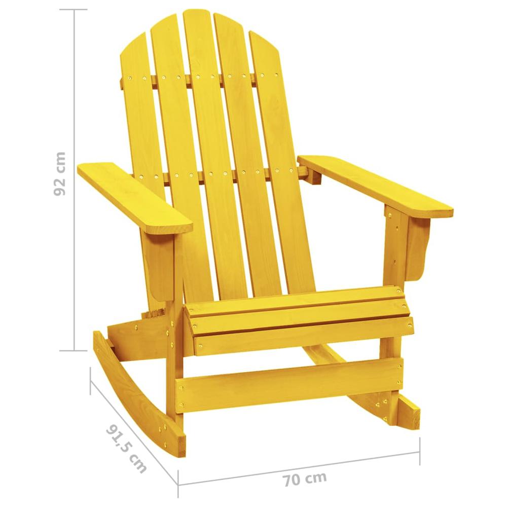 Patio Adirondack Rocking Chair Solid Fir Wood Yellow. Picture 5