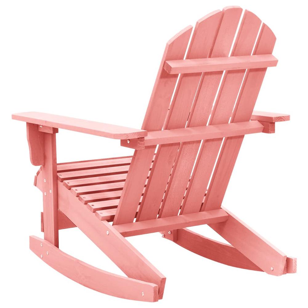 Patio Adirondack Rocking Chair Solid Fir Wood Pink. Picture 3