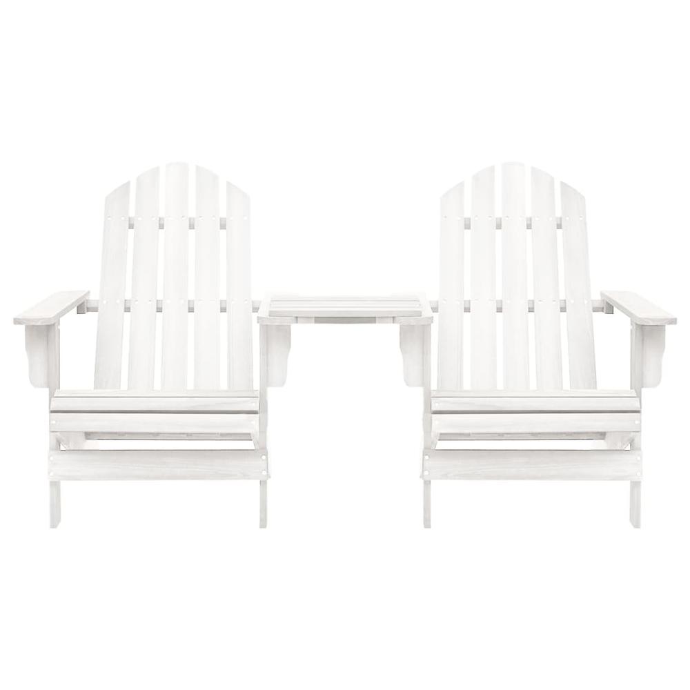 Patio Adirondack Chairs with Tea Table Solid Fir Wood White. Picture 1