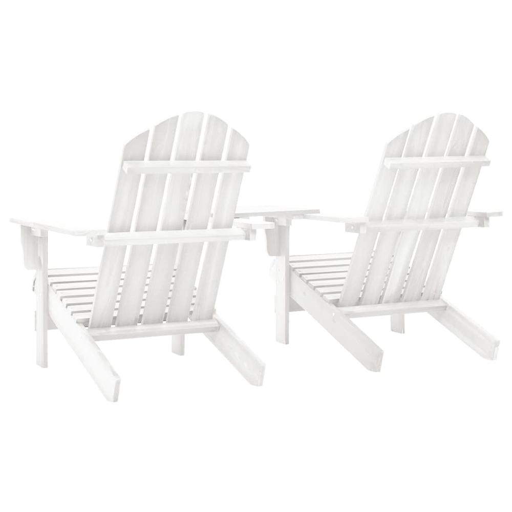 Patio Adirondack Chairs with Tea Table Solid Fir Wood White. Picture 3
