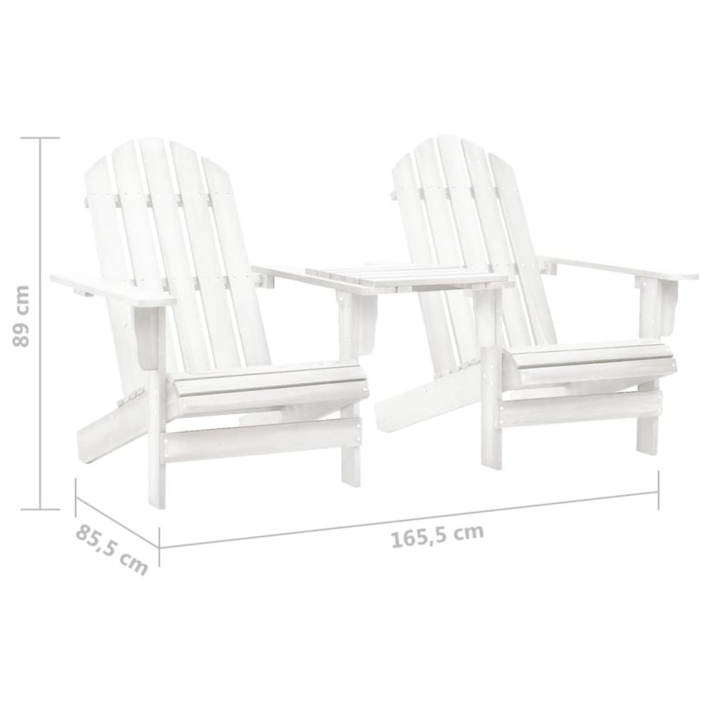 Patio Adirondack Chairs with Tea Table Solid Fir Wood White. Picture 5