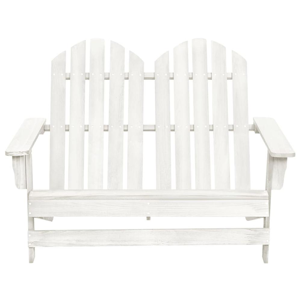 2-Seater Patio Adirondack Chair Solid Wood Fir White. Picture 1