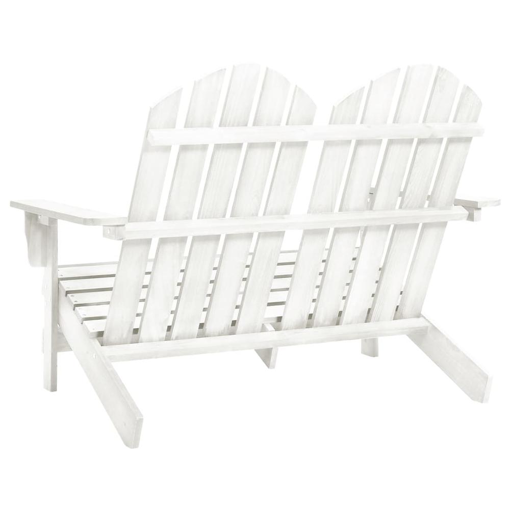 2-Seater Patio Adirondack Chair Solid Wood Fir White. Picture 3