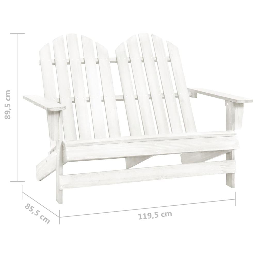 2-Seater Patio Adirondack Chair Solid Wood Fir White. Picture 5