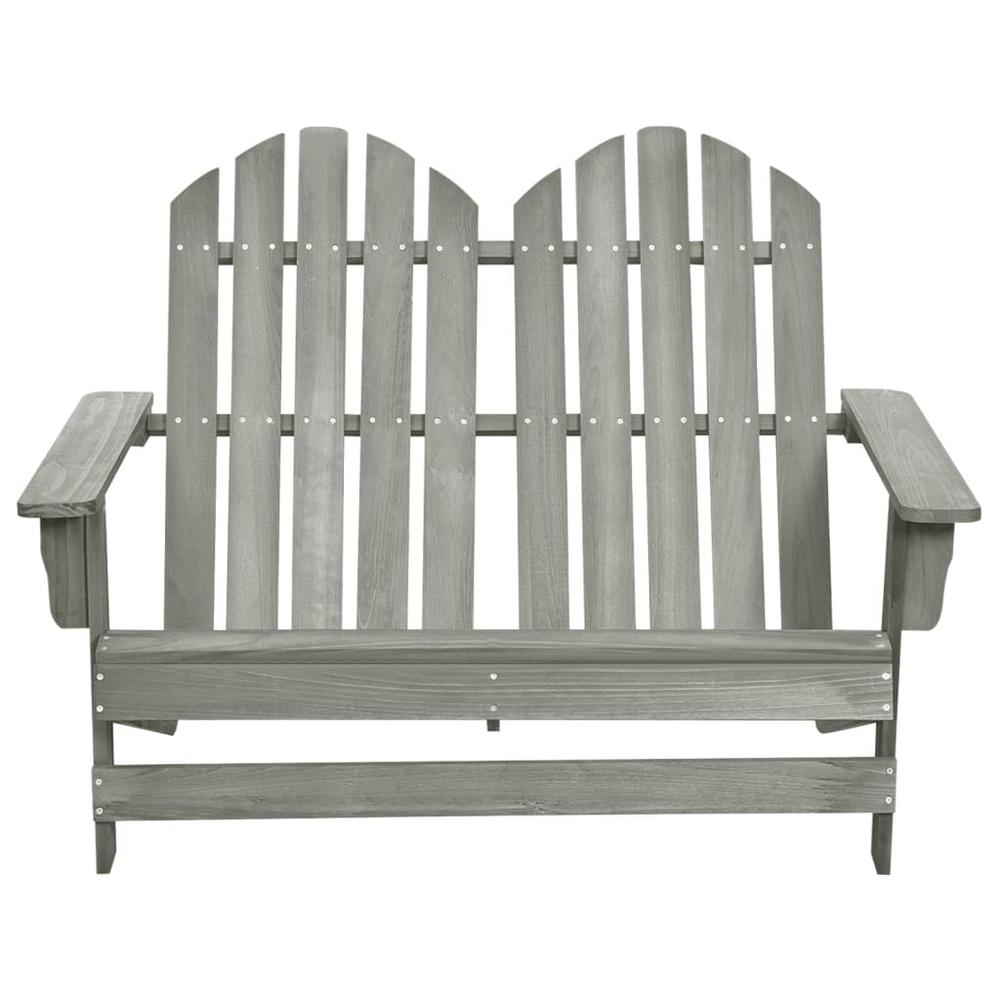 2-Seater Patio Adirondack Chair Solid Wood Fir Gray. Picture 1