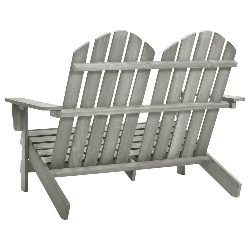 2-Seater Patio Adirondack Chair Solid Wood Fir Gray. Picture 3