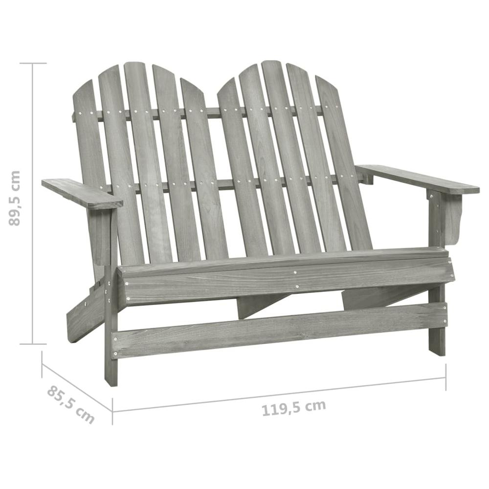 2-Seater Patio Adirondack Chair Solid Wood Fir Gray. Picture 5