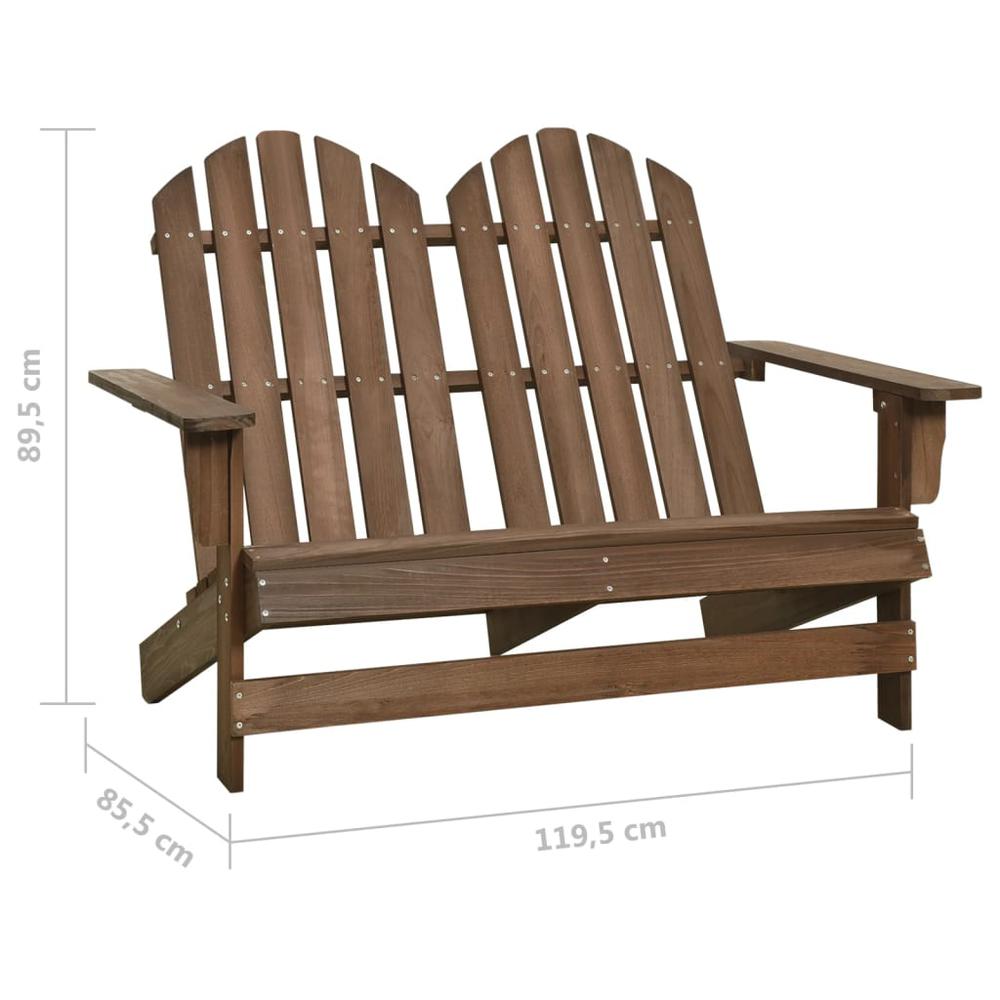 2-Seater Patio Adirondack Chair Solid Wood Fir Brown. Picture 5
