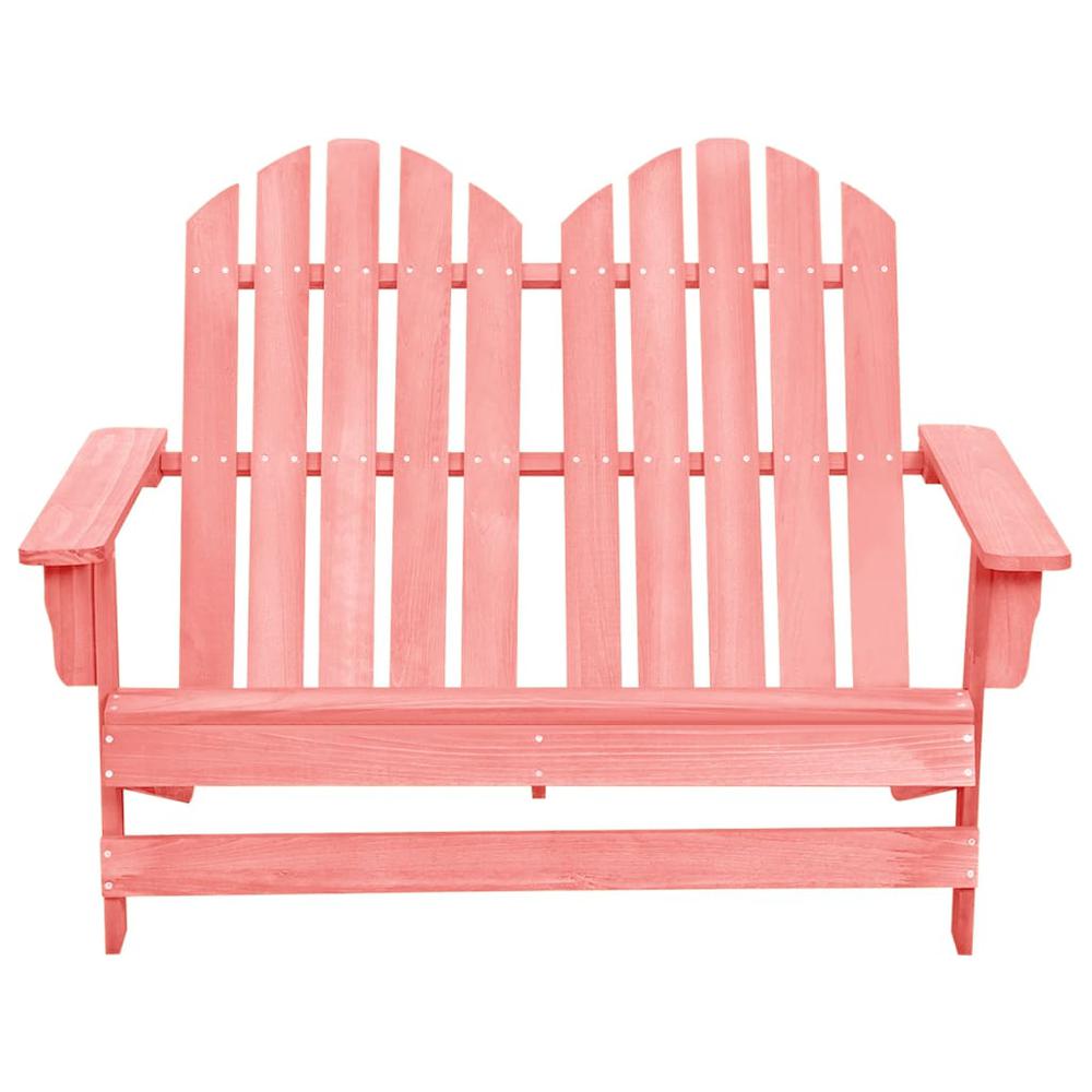 2-Seater Patio Adirondack Chair Solid Wood Fir Pink. Picture 1