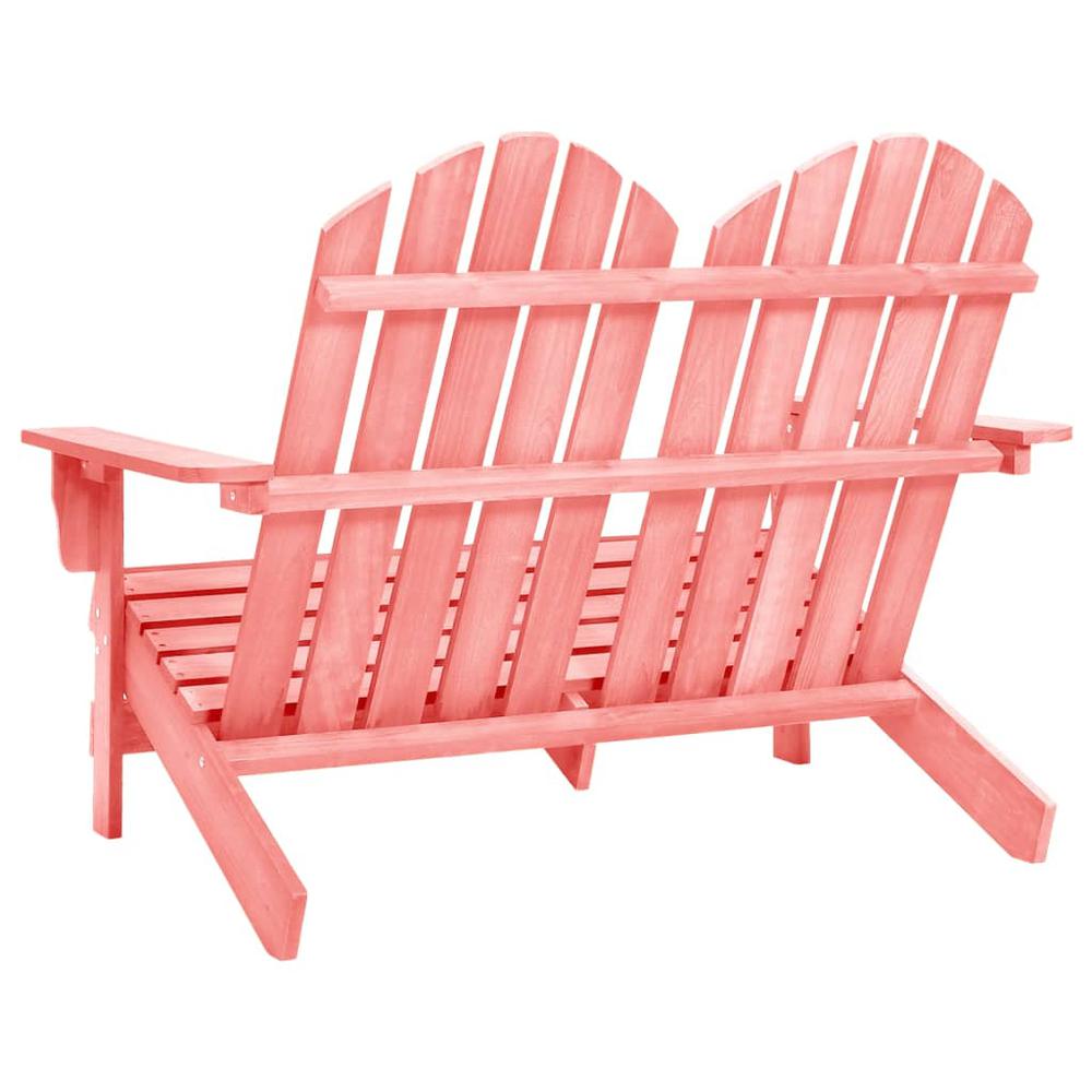 2-Seater Patio Adirondack Chair Solid Wood Fir Pink. Picture 3