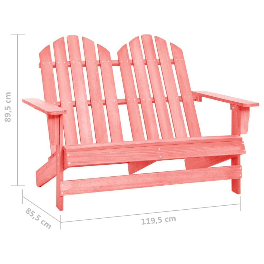 2-Seater Patio Adirondack Chair Solid Wood Fir Pink. Picture 5