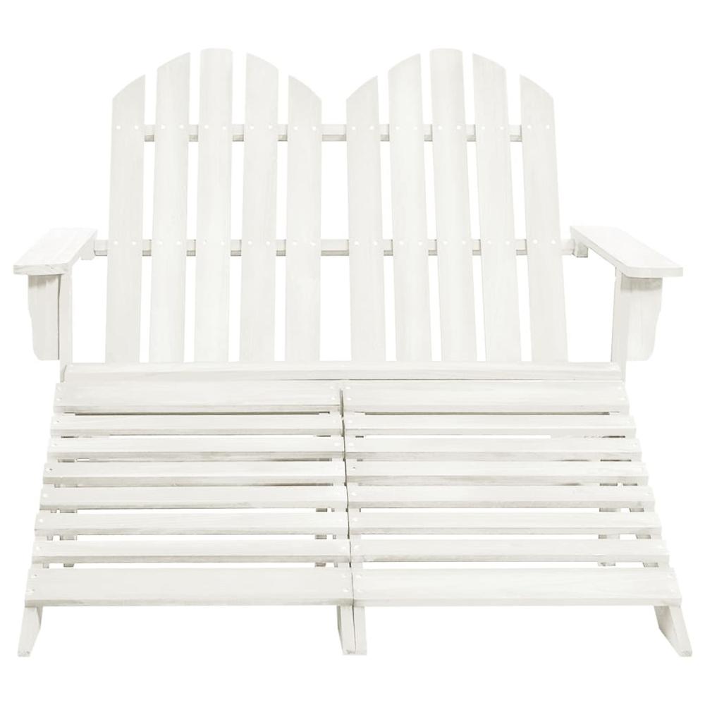2-Seater Patio Adirondack Chair&Ottoman Fir Wood White. Picture 1