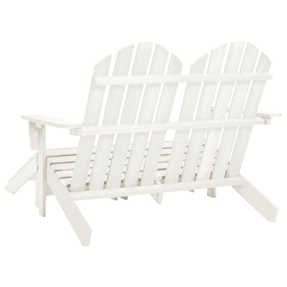 2-Seater Patio Adirondack Chair&Ottoman Fir Wood White. Picture 3