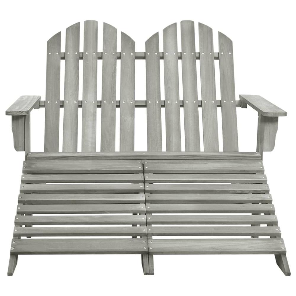 2-Seater Patio Adirondack Chair&Ottoman Fir Wood Gray. Picture 1