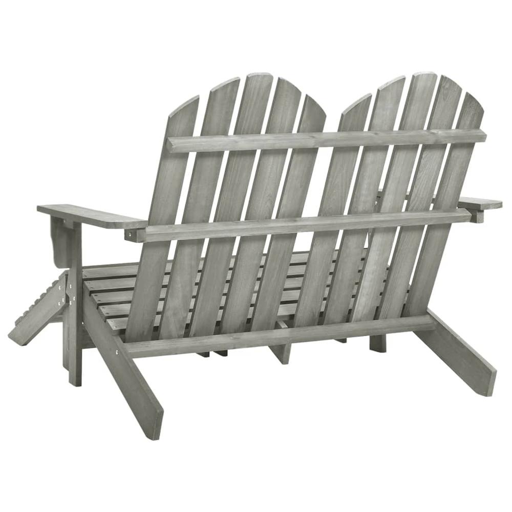 2-Seater Patio Adirondack Chair&Ottoman Fir Wood Gray. Picture 3