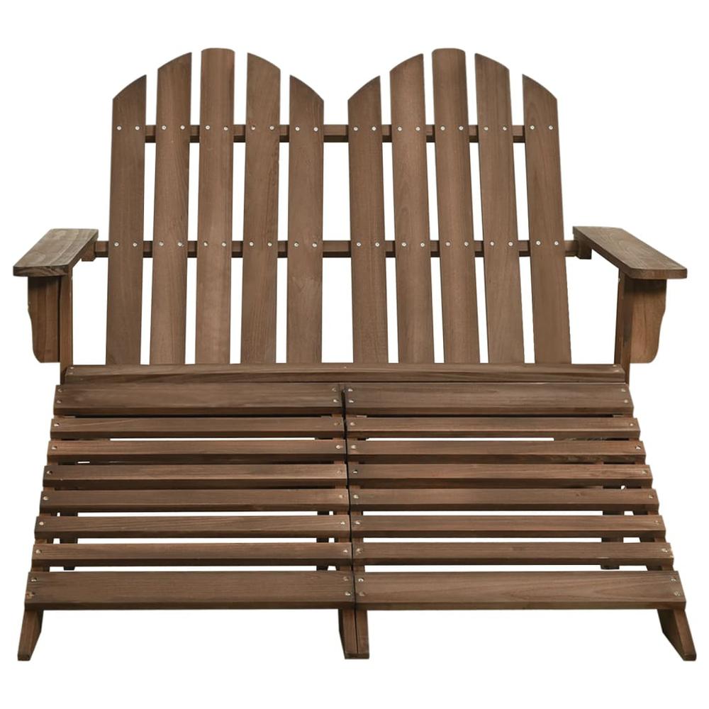 2-Seater Patio Adirondack Chair&Ottoman Fir Wood Brown. Picture 1