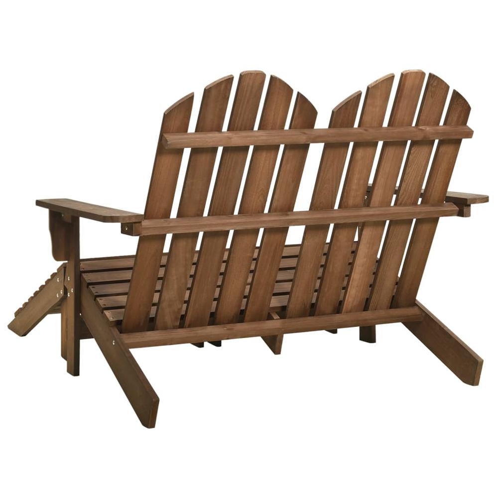 2-Seater Patio Adirondack Chair&Ottoman Fir Wood Brown. Picture 3