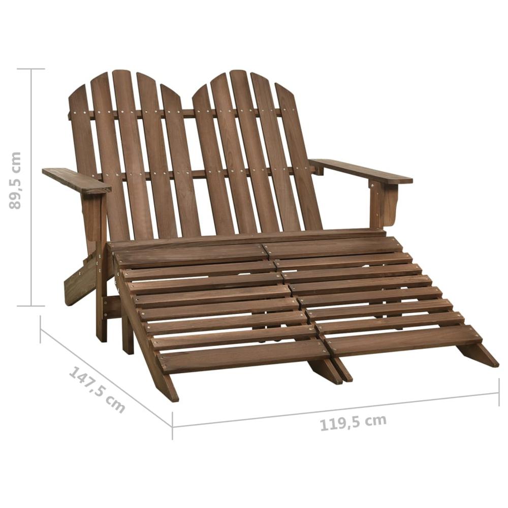 2-Seater Patio Adirondack Chair&Ottoman Fir Wood Brown. Picture 7