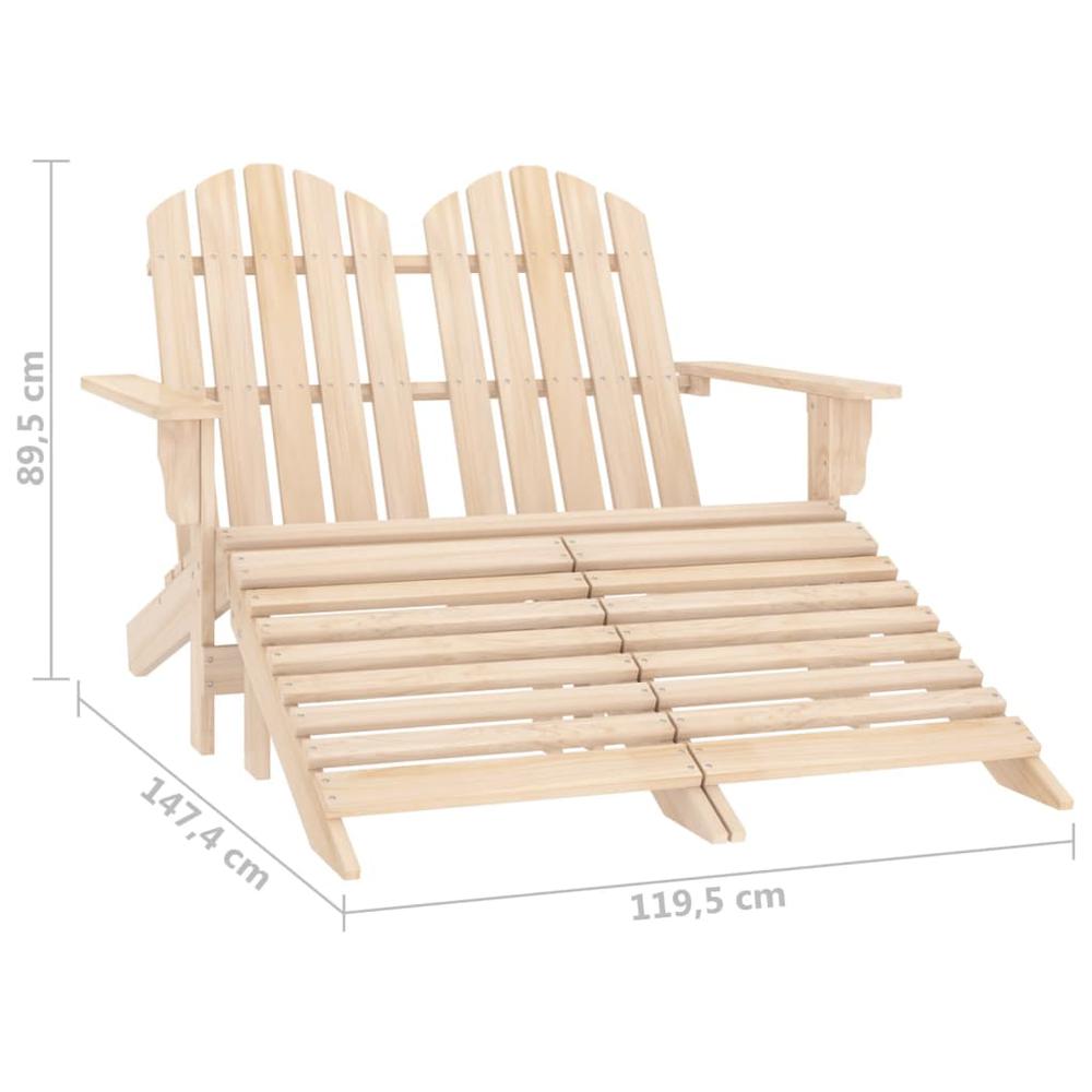 2-Seater Patio Adirondack Chair & Ottoman Fir Wood. Picture 7