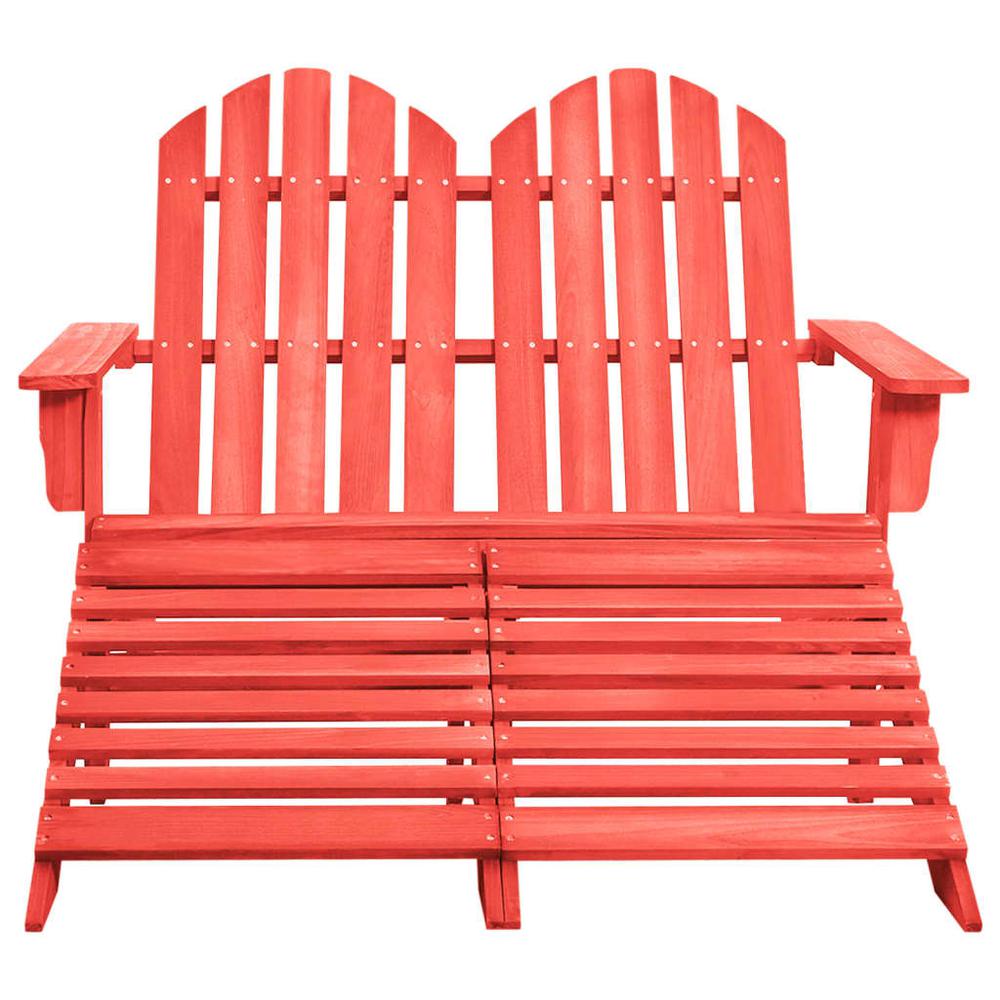 2-Seater Patio Adirondack Chair&Ottoman Fir Wood Red. Picture 1