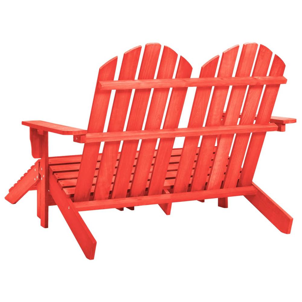 2-Seater Patio Adirondack Chair&Ottoman Fir Wood Red. Picture 3