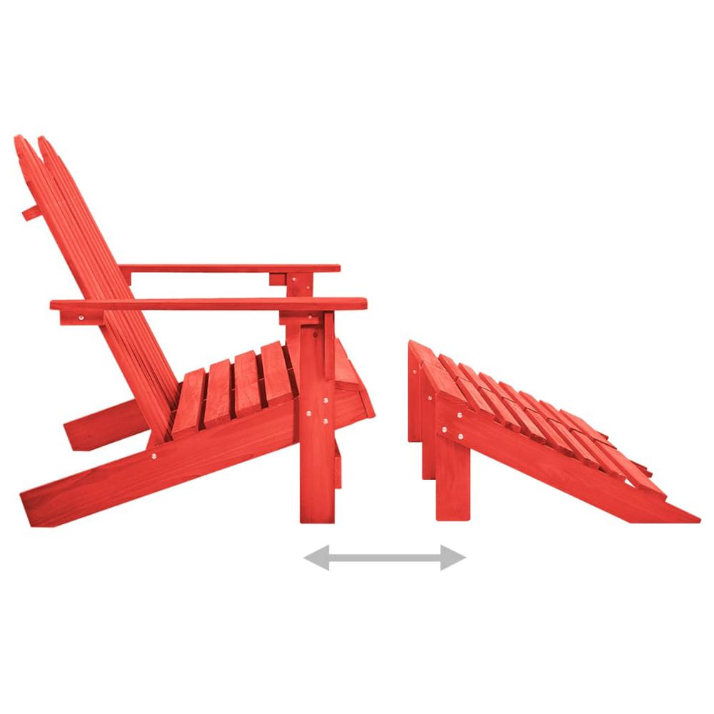2-Seater Patio Adirondack Chair&Ottoman Fir Wood Red. Picture 4