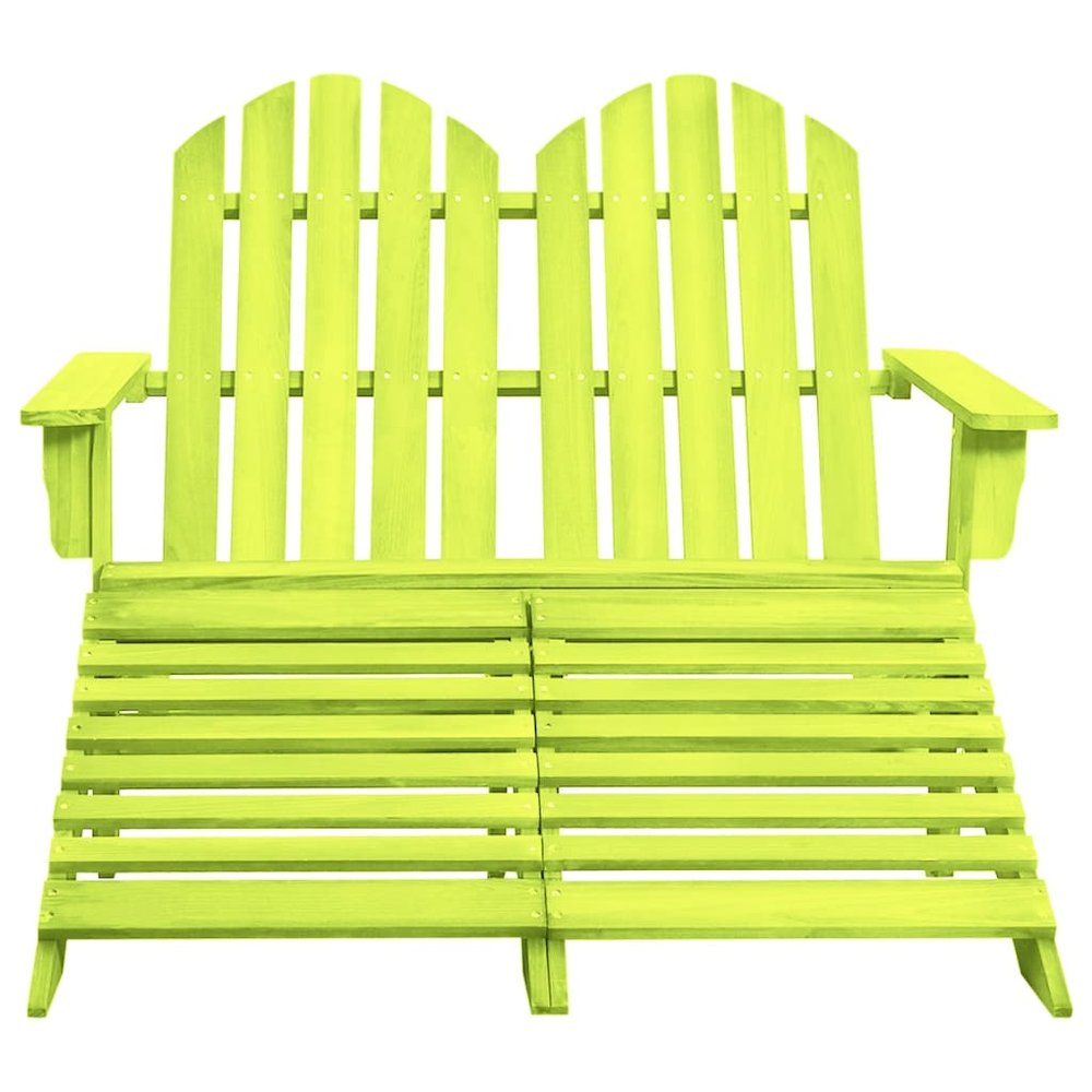 2-Seater Patio Adirondack Chair&Ottoman Fir Wood Green. Picture 2