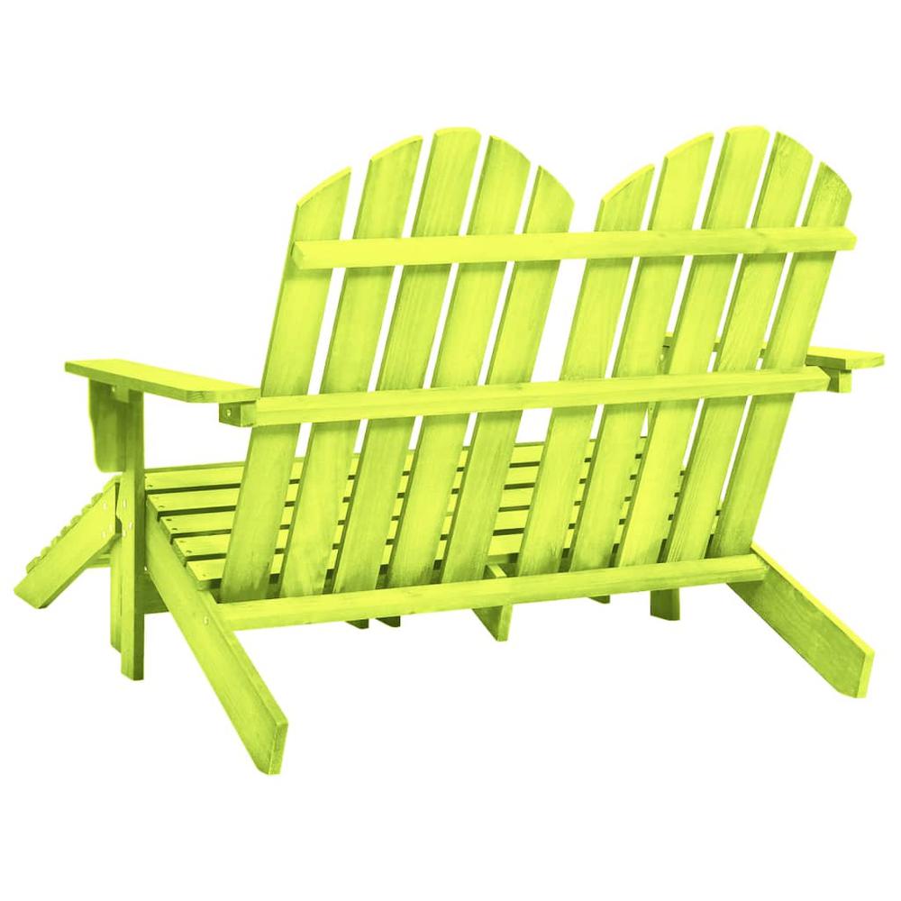 2-Seater Patio Adirondack Chair&Ottoman Fir Wood Green. Picture 3