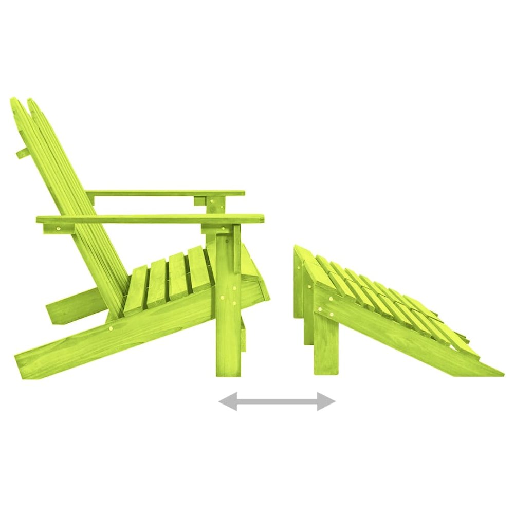 2-Seater Patio Adirondack Chair&Ottoman Fir Wood Green. Picture 5