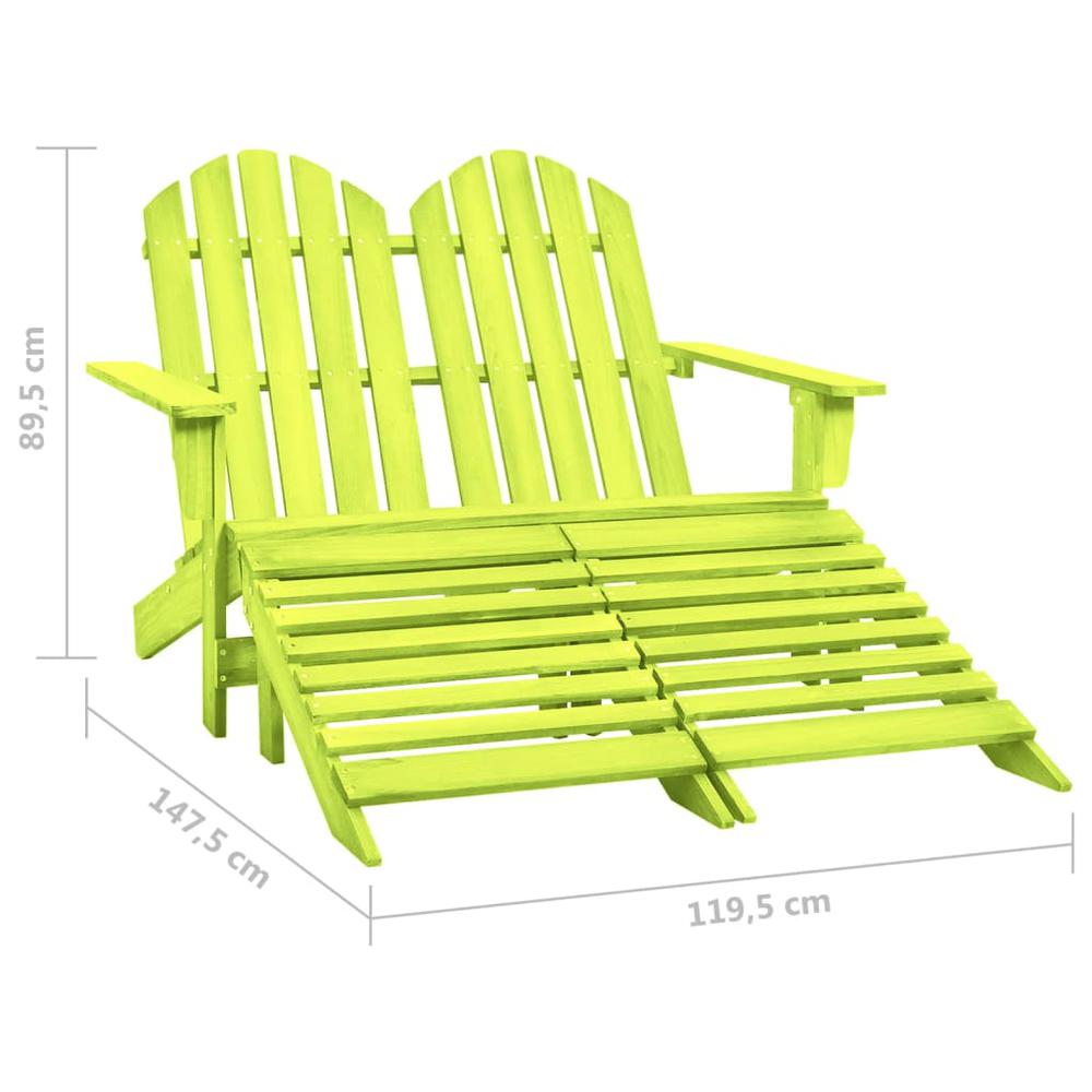 2-Seater Patio Adirondack Chair&Ottoman Fir Wood Green. Picture 7